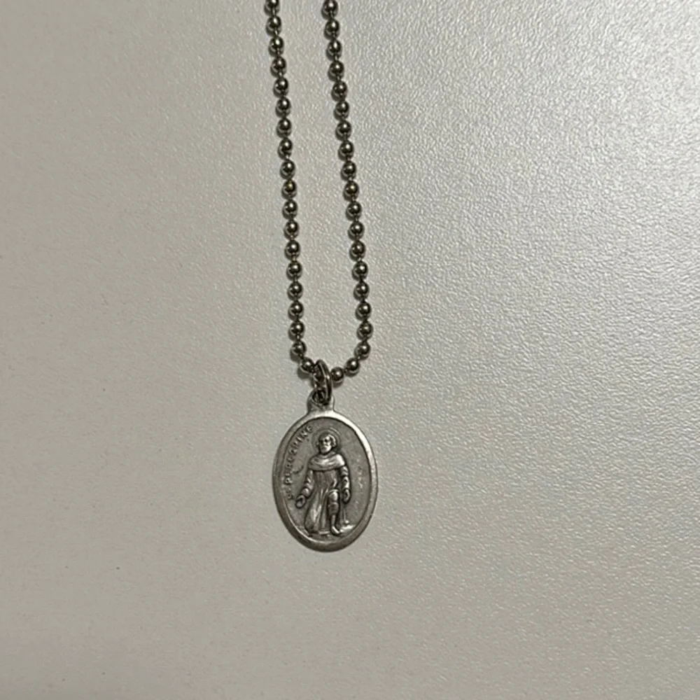 Minimalist Silver St. Peregrine Teardrop Pendant Necklace